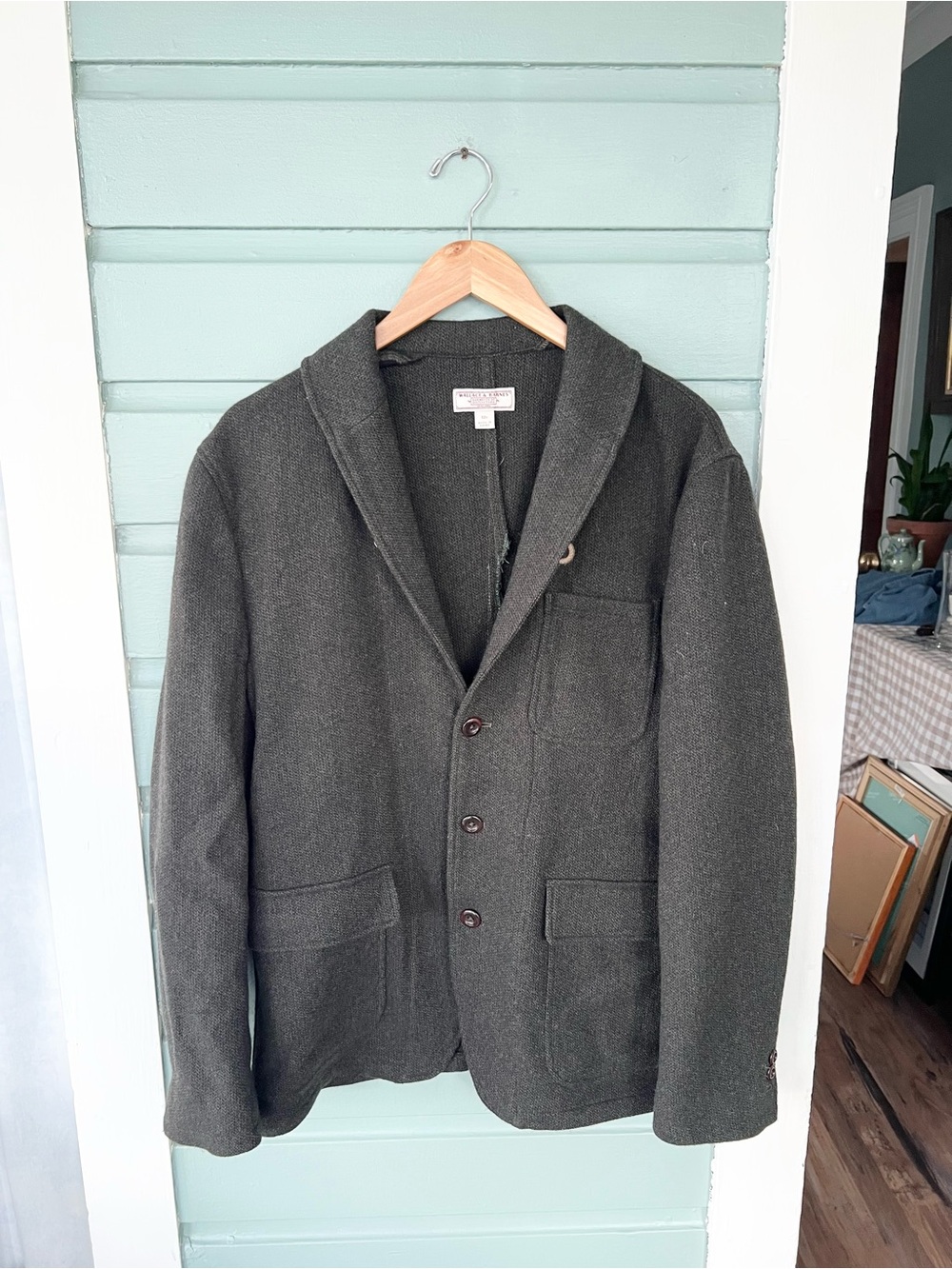 Wallace and Barnes 100% wool men’s unstructured knit blazer work office 42R fall